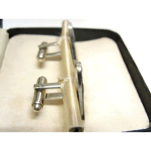 Cufflinks Styled by Fifth Avenue Silver Tone Triangle Wedding Tux Vintage - Picture 8 of 11